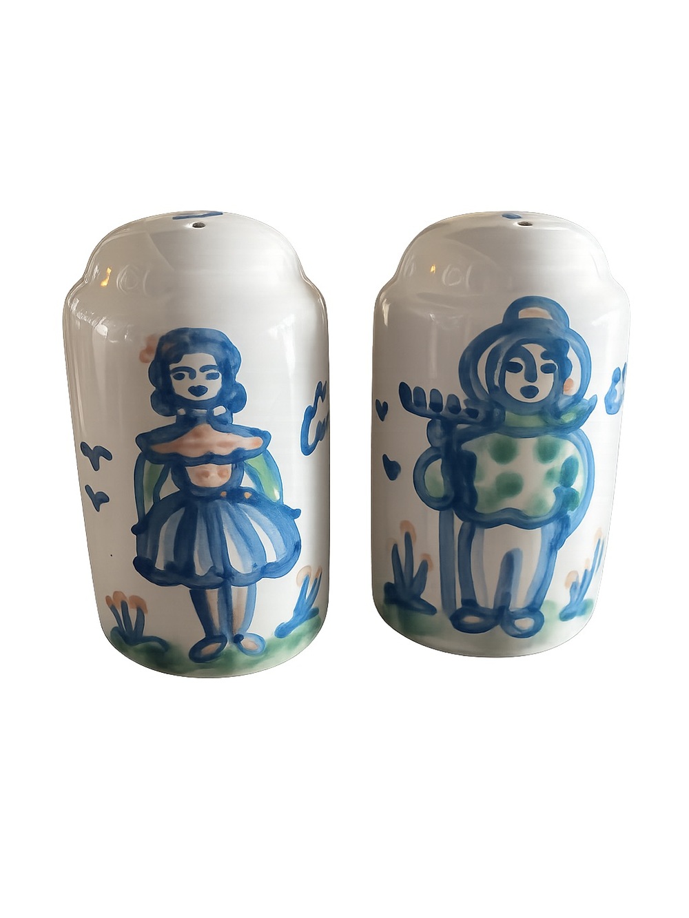 MA Hadley Hand -Painted Ceramic Salt &  Pepper Shakers - farmer & wife